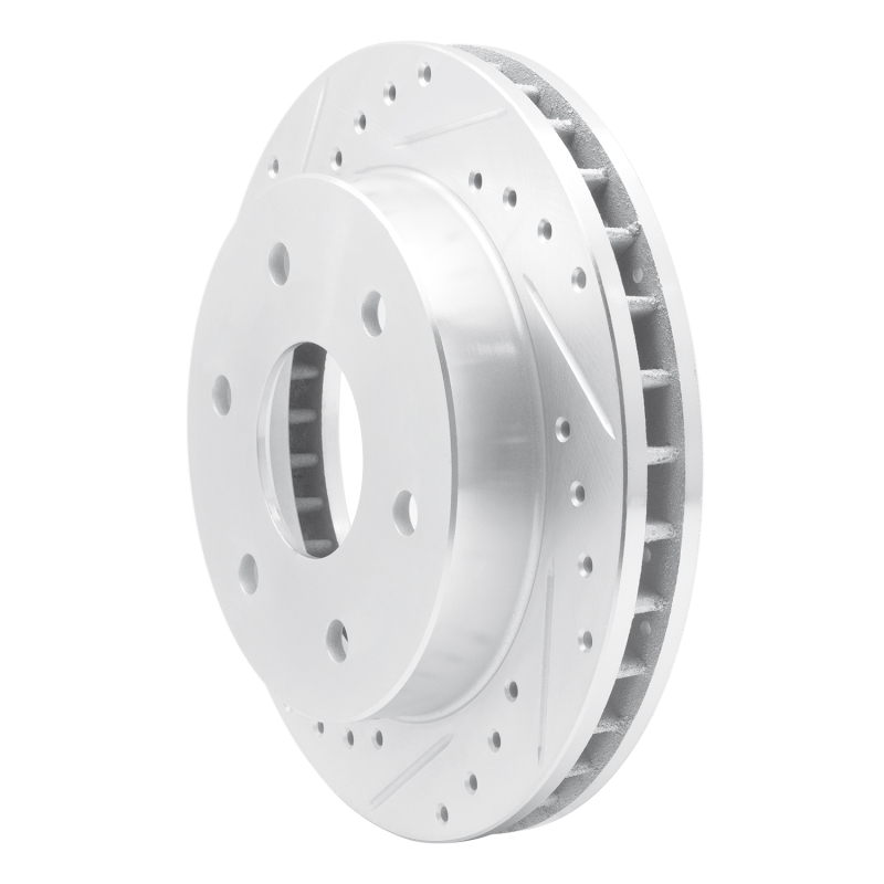 Cadillac Escalade Brake Rotor (1) - Front Left - R1 Concepts - Drilled & Slotted - Silver - `88-`00